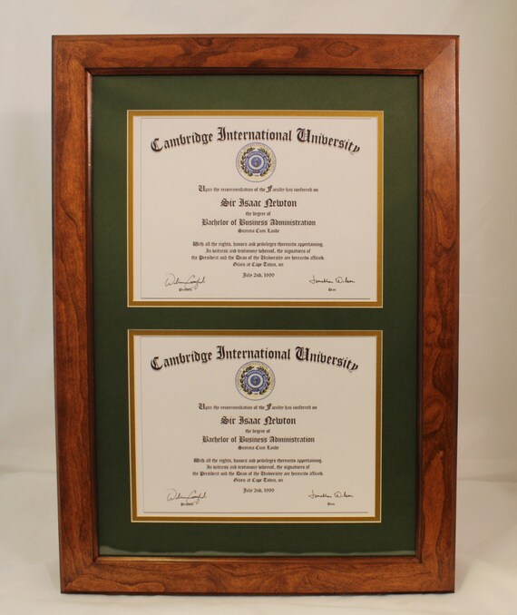 Items similar to Double Diploma Frame for 8.5 x 11 Diplomas. Solid