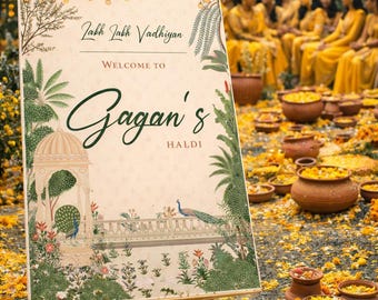 Custom Haldi Welcome Sign | FoamPVC Board, A1/A2 Sizes Available | FREE DELIVERY