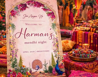 Custom Mehndi Welcome Sign | FoamPVC Board, A1/A2 Sizes Available | FREE DELIVERY