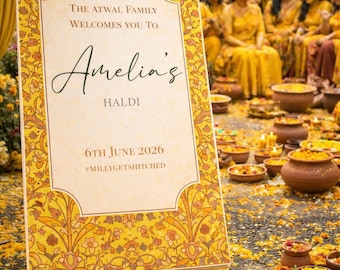 Custom Haldi Welcome Sign | FoamPVC Board, A1/A2 Sizes Available | FREE DELIVERY