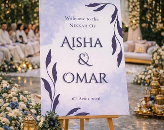 Custom Nikkah Welcome Sign | FoamPVC Board, A1/A2 Sizes Available | FREE DELIVERY