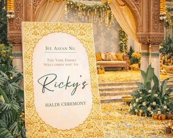 Custom Haldi Welcome Sign | FoamPVC Board, A1/A2 Sizes Available | FREE DELIVERY