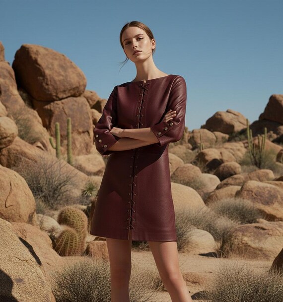 burgundy leather dress outfit Women's | Genuine Leather Medieval Tunic | Handmade Fantasy Dress With Lace Detailing | LARP Cosplay Leather and timeless silhouette MLDSALE Express | Dresses | Color:Offwhite