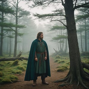 Green Medieval Cape & Tunic Set | Forest Ranger LARP Costume | Viking Warrior Cosplay Outfit | Renaissance Festival Knight Attire for Men