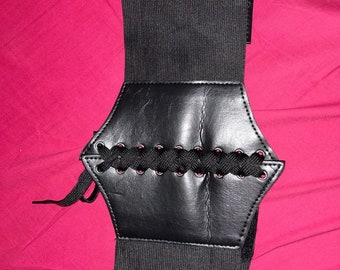 Girl's Vintage Gothic Corset Belt | Slimming PU Leather Lace-up Corset | Waist Wide Black Fashion Accessory | Renaissance Style Corset