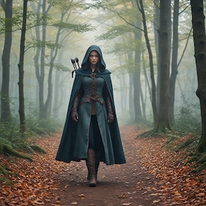 Medieval Hooded Cloak for Women | Woodland Ranger Archer Cape For Her | Renaissance Forest Fantasy Costume | Cosplay & LARP Adventure Outfit