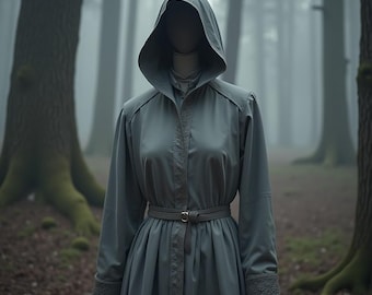 Mystical Grey Hooded Cloak Digital Pattern | Downloadable Sewing Template | PNG File for Enigmatic Costume Creation