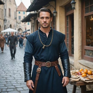 Navy Blue Medieval Tunic | Knight-Inspired Renaissance Costume | Viking Warrior Cosplay Outfit For Him | Vintage Style LARP Attire for Men