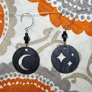 Moon & Stars Earrings- Dark Grey