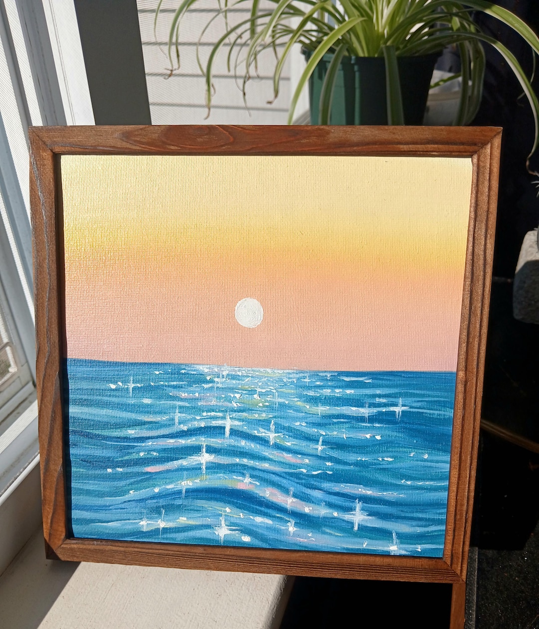 Original Ocean Sunset Framed Oil Painting NOT A PRINT - Etsy