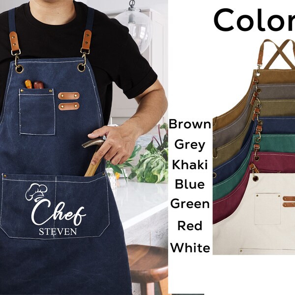 Personalized canvas apron with adjustable straps for restaurant,bakery,kitchen Custom Apron,Groomsmen Apron, Groomsmen gifts,gift for her