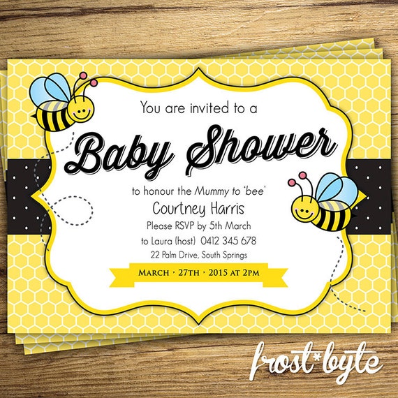 bee themed baby shower invitations