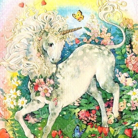 80s Unicorn Watercolor Image Digital Download File Vintage - Etsy