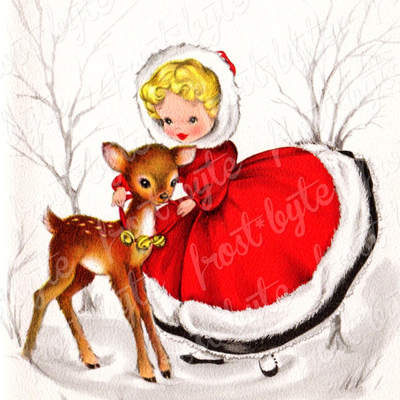 Snow Deer Vintage Christmas Image Downloadable File Instant Download ...