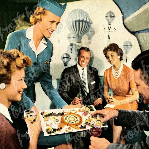 Pan Am Boeing 707 Interior Stewardess Vintage Image Digital File For Instant Download