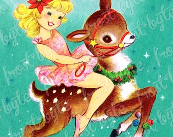 Ballerina Christmas Deer Image - Instant download jpeg file - downloadable Xmas picture - great for crafts, scrapbooking, digital designs