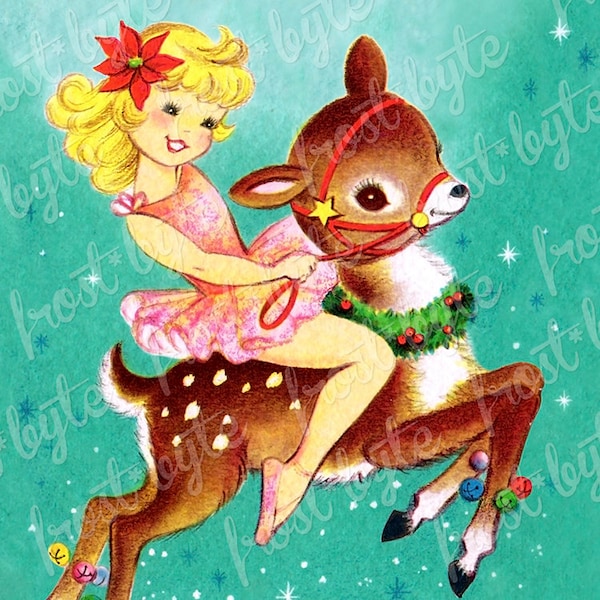 Ballerina Christmas Deer Image - Instant download jpeg-bestand - downloadbare kerstfoto - ideaal voor ambachten, scrapbooking, digitale ontwerpen