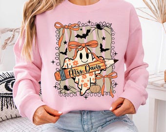 Personalized Spooky Halloween Sweatshirt, Gift for Teacher