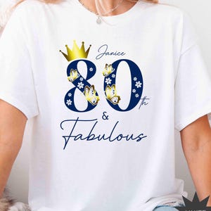 80th Birthday Shirt, 80 and Fabulous Tee, Birthday Crew T-Shirts, Funny 80th Party Gift, Birthday Queen T-shirt, 80th Birthday T-Shirt