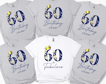 60th Birthday Crew, Birthday Matching Shirt, Ring-Spun Cotton Party Tee