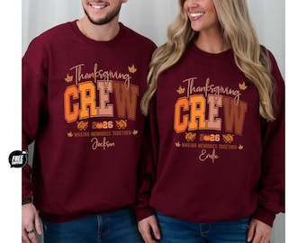 Personalized Thanksgiving Family Crew Sweatshirt, Matching Gathering Apparel