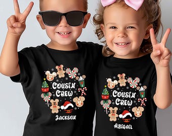 Magical Holiday Cousin Crew Shirt, Personalized Christmas Family Vacation Shirts, Gingerbread Kids Tee