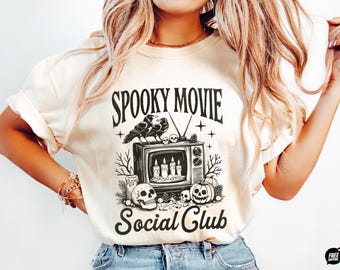 Comfort Colors® Spooky Movie Social Club T-Shirt, Halloween Party Shirt, Horror Film Club Tee