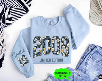 Limited Edition Birthday Sweatshirt, Personalized Floral Birthday Gift, Milestone Bday Hoodie