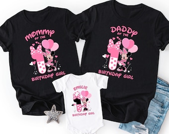 Personalized Minnie Mouse 1st Birthday Family Matching Shirts