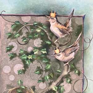 The Wren Queens, Bird Art, Giclee Print of Original by Melody Lea Lamb