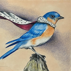Cartão de felicitações Bluebird Royalty da arte original de Melody Lea Lamb