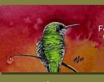 Humming Bird Bookmark from Original Art  Melody Lea Lamb