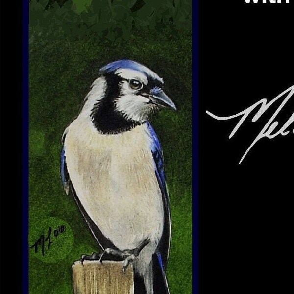 Bluejay Bird Bookmark from Original Art Melody Lea Lamb