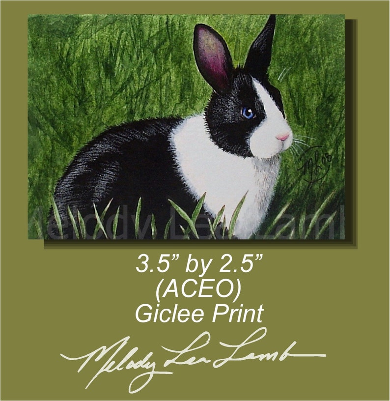 Tuxedo Bunny Rabbit Melody Lea Lamb ACEO Print - Etsy