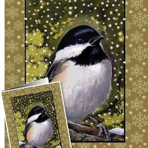 Chickadee Bird Greeting Card melodia Lea agnello