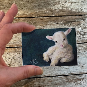 Baby Lamb Animal Art Melody Lea Lamb ACEO Print image 1