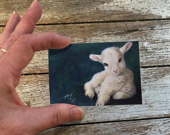 Baby Lamb Animal Art Melody Lea Lamb ACEO Print