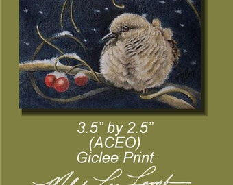 Mourning Dove Bird Miniature Art by Melody Lea Lamb ACEO Print