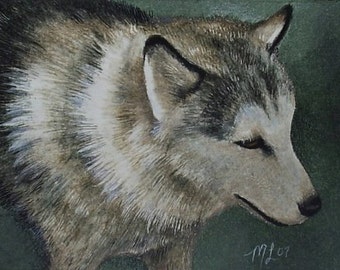 Alaskan Dog Miniature Art by Melody Lea Lamb ACEO Print