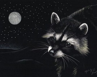 Raccoon Wildlife Art Melody Lea Lamb ACEO Print