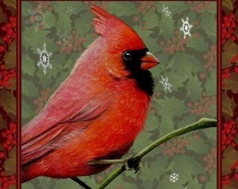 Set Of Four Cardinal Bird Art Holiday Cards by Melody Lea Lamb