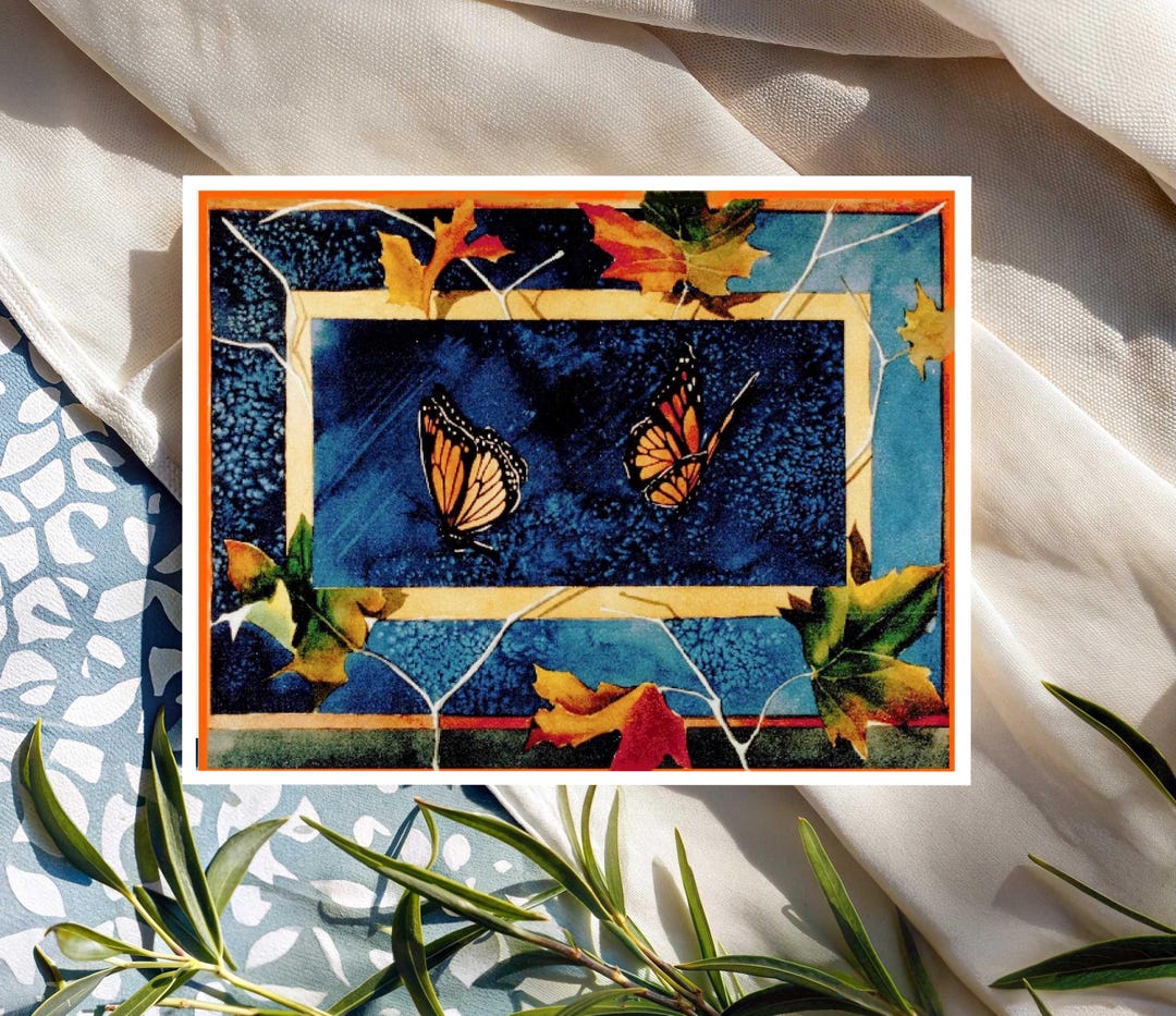 Set of Four Fall Monarch Butterfly Greeting Cards by Melody Lea Lamb - Etsy
