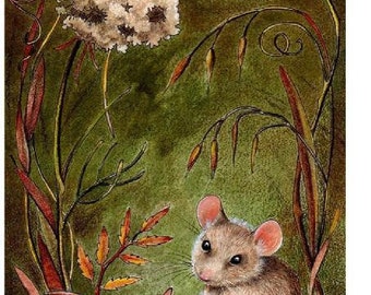 Fall Autumn Mouse Greeting Card by Melody Lea Lamb