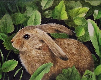 Spring Art Garden Bunny by Melody Lea Lamb ACEO Print