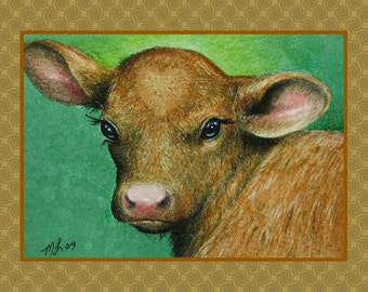 Cow Valentines Day Card from Original Art by Melody Lea Lamb