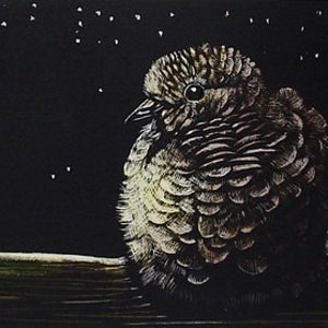 Colomba di dolore uccello arte in miniatura di stampa artistica di melodia Lea agnello ACEO