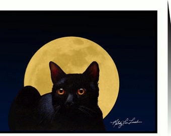 Black Cat Greeting Card by Melody Lea Lamb