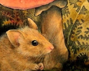 Fall Mouse Miniature Art by Melody Lea Lamb ACEO Print