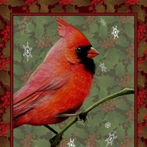 Cardinal Bird Art Holiday Greeting Card by Melody Lea Lamb image 1