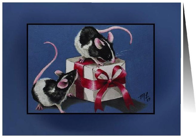 Christmas Mice Cards Set of 20 Art by Melody Lea Lamb